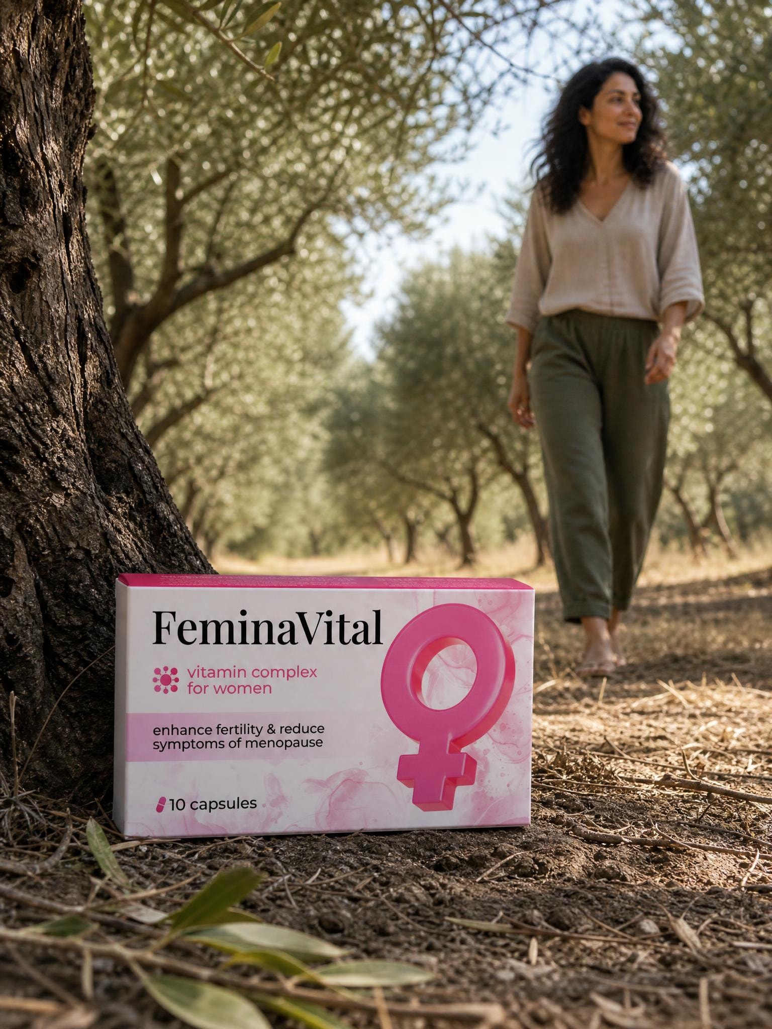 FeminaVital — человек с продуктом на природе