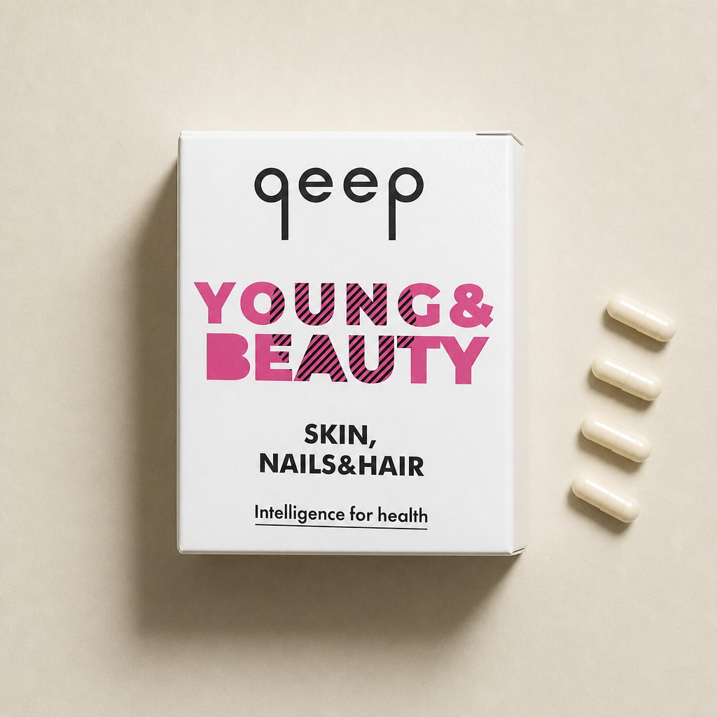 qeep Young & Beauty — упаковка на нейтральном фоне
